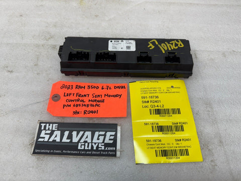 23 DODGE RAM 2500 3500 LEFT SIDE POWER SEAT MEMORY MODULE 20-24 68534876AC