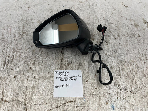 18 AUDI RS3 OEM LEFT POWER MIRROR W/ BLINDSPOT AUTO DIM POWER FOLD 17-20 51K