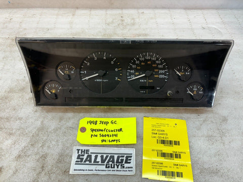 98 JEEP GRAND CHEROKEE ZJ METRIC GAUGE INSTRUMENT CLUSTER TACH 56042791