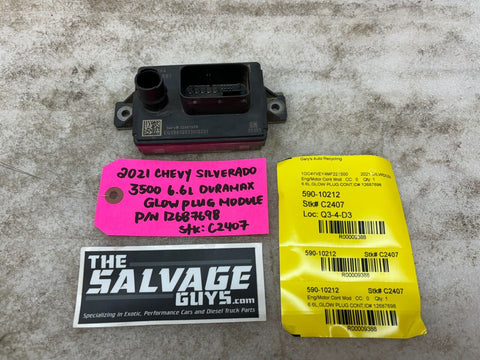 21 CHEVROLET GMC SIERRA SILVERADO 6.6 2500 GPM GLOW PLUG CONTROL MODULE 12687698