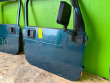 97-06 JEEP WRANGLER TJ LJ OEM FULL HARD DOORS GREEN W GRAY DOOR PANELS MIRRORS