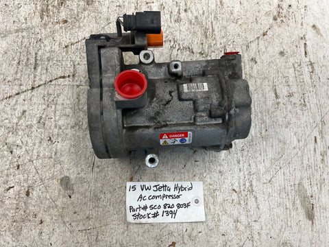 13 14 15 16 VOLKSWAGEN JETTA HYBRID 1.4 MK6 OEM AC COMPRESSOR AC 5C0820803F