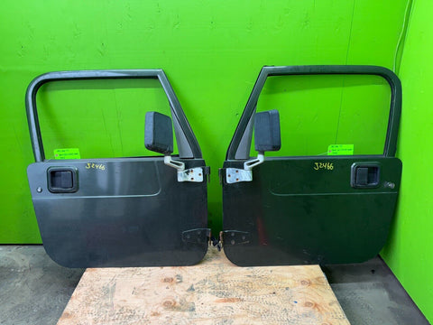 97-06 JEEP WRANGLER TJ LJ OEM FULL HARD DOORS GREEN W DOOR PANELS