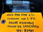 23 DODGE RAM 2500 3500 6.7 CUMMINS TURBO DIESEL ENGINE MOTOR COMPLETE 16K