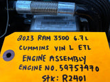 23 DODGE RAM 2500 3500 6.7 CUMMINS TURBO DIESEL ENGINE MOTOR COMPLETE 16K