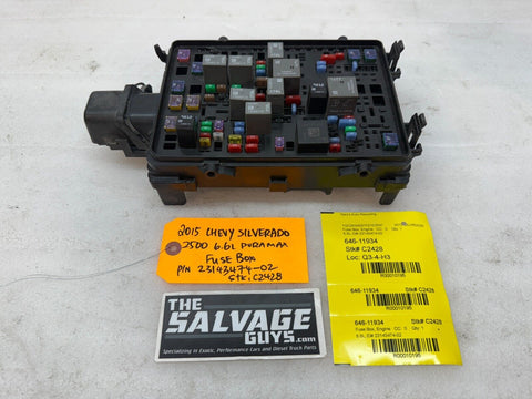 15 Chevrolet GMC 2500hd 3500 SIERRA 6.6 LML UNDERHOOD FUSE RELAY BOX 23143474-02