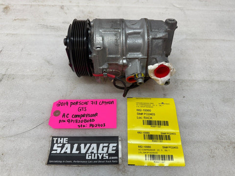 17 18 19 PORSCHE CAYMAN BOXSTER GTS 982 718 2.5 OEM AC COMPRESSOR 9P1820803D