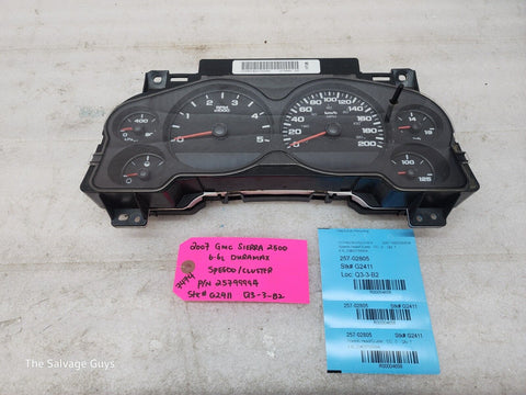 07.5-10 Chevrolet GMC SIERRA DIESEL SPEEDOMETER DASH GAUGE CLUSTER METRIC KM/H