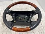 03-09 MERCEDES R230 SL500 SL55 OEM BLACK LEATHER & WALNUT WOOD STEERING WHEEL