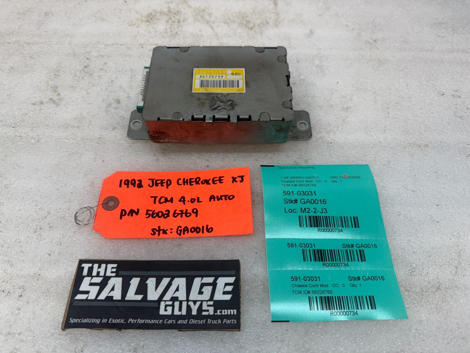 92-96 JEEP CHEROKEE XJ 4.0 AUTOMATIC TRANSMISSION COMPUTER TCM TCU 560 ...