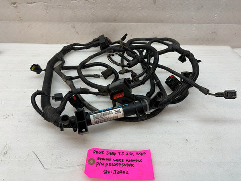 05 06 JEEP WRANGLER TJ 2.4 ENGINE WIRING HARNESS TO ECU 4CYL P56047558AC