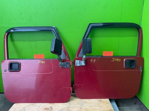 97-06 JEEP WRANGLER TJ LJ OEM FULL HARD DOORS RED W DOOR PANELS