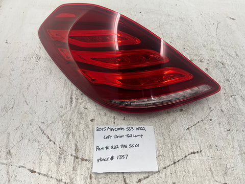 15 16 17 MERCEDES BENZ AMG S63 S65 W222 OEM LEFT REAR LED TAILLIGHT A2229065601