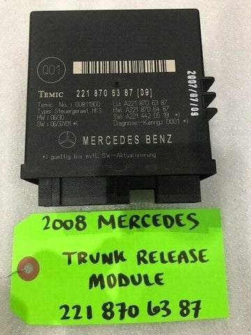 07-09 MERCEDES BENZ AMG S63 W221 W216 TRUNK RELEASE CONTROL MODULE A2218706387